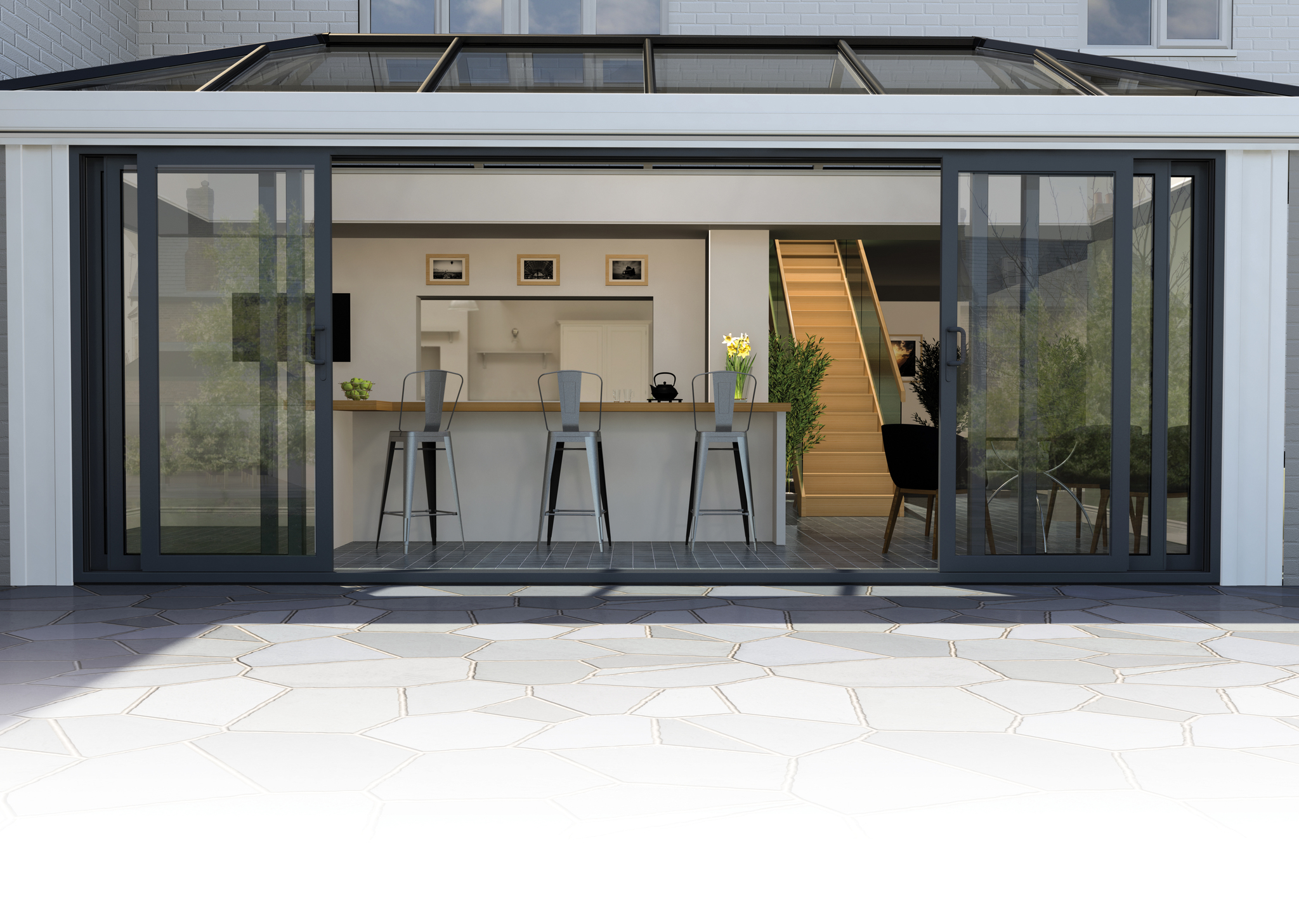 roof lantern and sliding doors